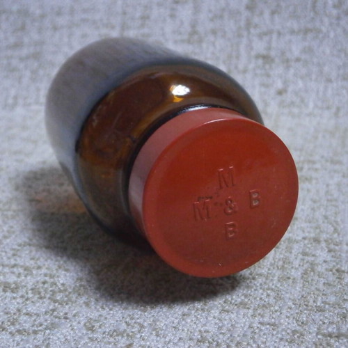 Pharmacy bottle used vintage German Bayer Leverkusen 1950s amber color