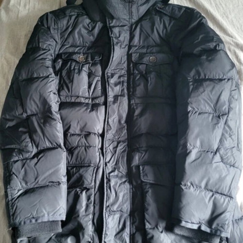 Mango Premium long down jacket, blue, size M-L