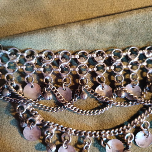 Collectible handmade tribal belly dance belt silver like new adjustable