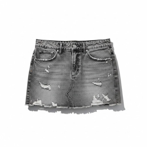 Zara distressed grey denim mini skirt, size M