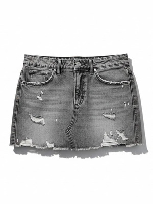 Zara distressed grey denim mini skirt, size M