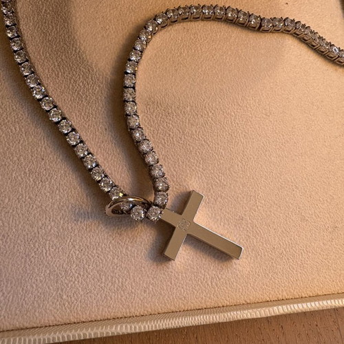 Tennis chain with cross 60 cm new from MMI Jewellers