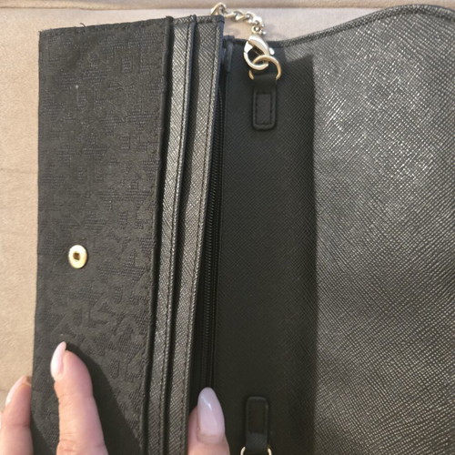 DKNY wallet and clutch used, black with shoulder chain