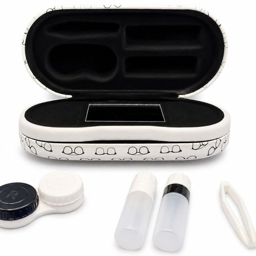 Glasses and Contact Lens Case Twin new, white with accessories