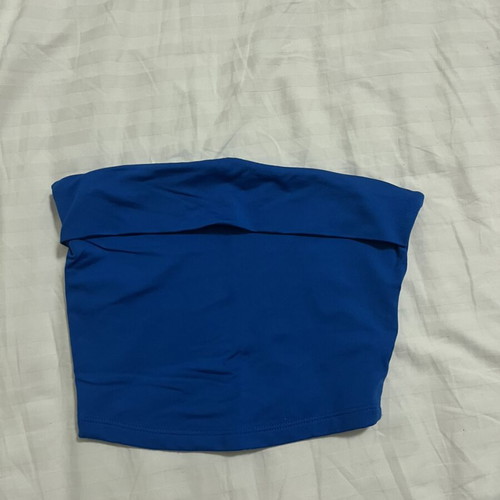 Bershka strapless blouse, blue, XS