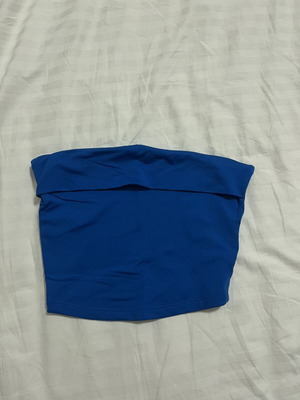 Bershka strapless blouse, blue, XS
