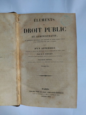 Elements Droit Public used book 1843