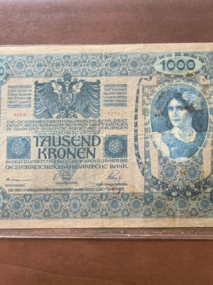 Collectible Austria 1902 banknote used 1000 Tausent kronen