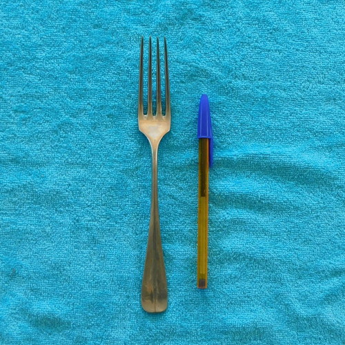 Set of 35 used alpacca dinner forks, about 120 years old