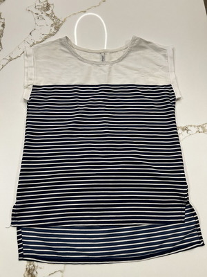 Stradivarius short-sleeve blouse, white and blue, size S