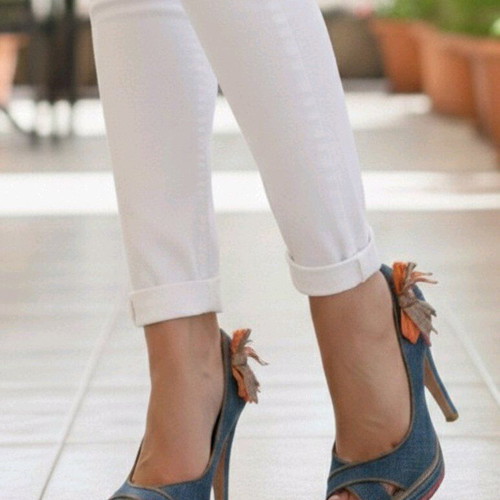 CafeNoir denim high-heeled pumps size 37 like new