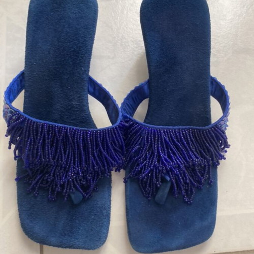 Blue sandals with beads like new, size 37-37.5