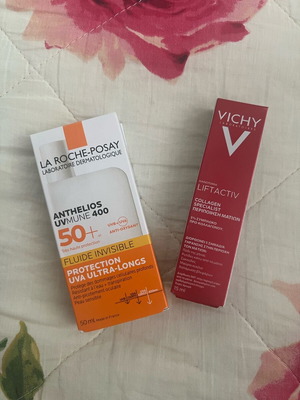 Αντιηλιακή κρέμα προσώπου La Roche Posay και κρέμα ματιών Vichy Liftactiv like new