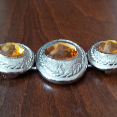 Gutos solid silver belt buckle used with crystals vintage