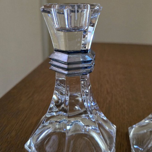 Crystal candlesticks set like new, height 19cm, diameter 9cm base