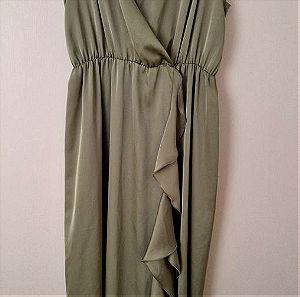 Σατέν φόρεμα lynne σε λαδί χρώμα