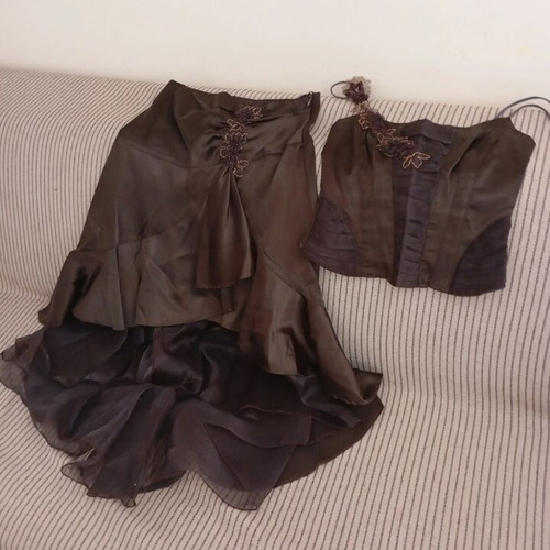Skirt set with blouse brown, like new, size M