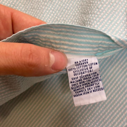 Ralph Lauren Short Sleeve Shirt XL Oxford Light Blue White Pinstripe Pink Logo