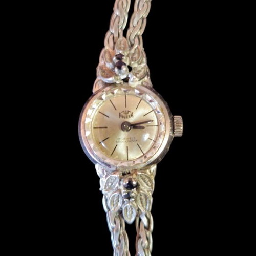 Vintage Anker women's watch used, solid silver 835, mechanical 17 jewels
