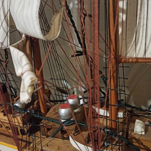Wooden decorative sailboat used with lights 84x70x11cm