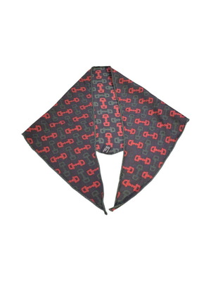 Gucci Silk Skinny Scarf Horsebit Pattern green red like new