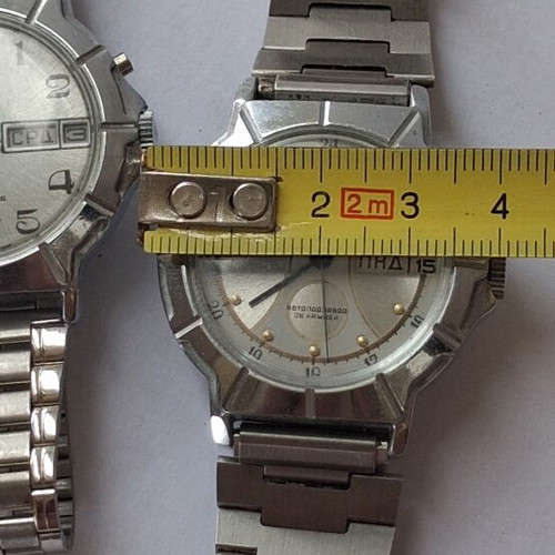 Slava CCCP automatic men's watches used, set of two, grey and silver