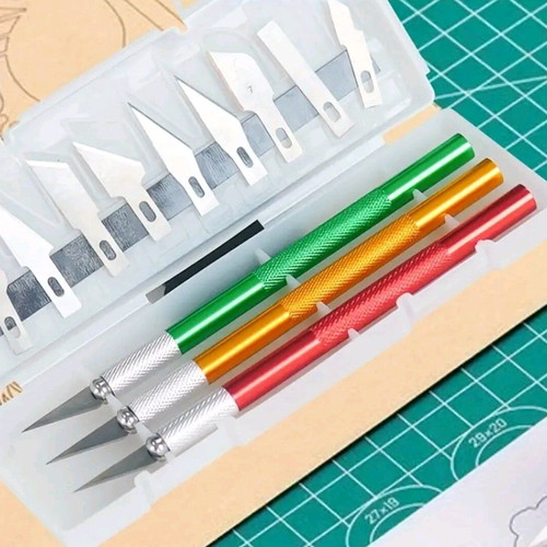 Precision knives set of 3 new with 10 replacement blades