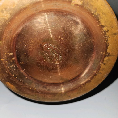 Antique Art Nouveau Copper Vase with Twin Snake Brass Handles used