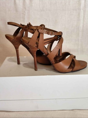 Leather women's high-heeled sandals size 39, brown