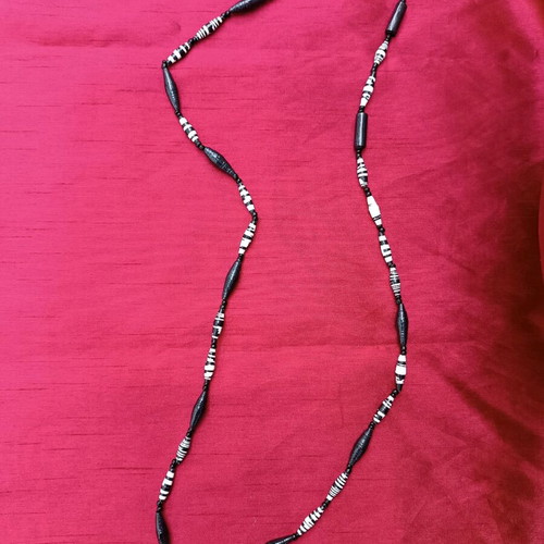 Handmade necklace new with paper beads and resin coating 100 cm