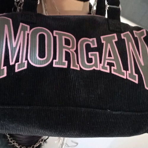 Morgan hand bag like new, corduroy black and pink