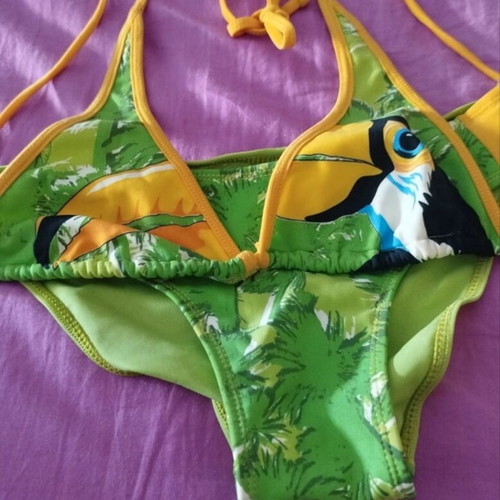 Tropical Bikini Swimwear with Toucan Print, New, Size M