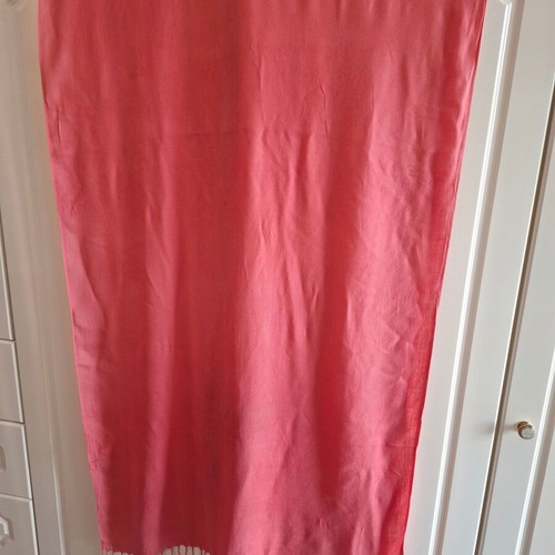 Coral scarf with fringes used, soft and summery