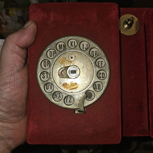 Vintage office set with rotating dial agenda and notepad, used with missing parts