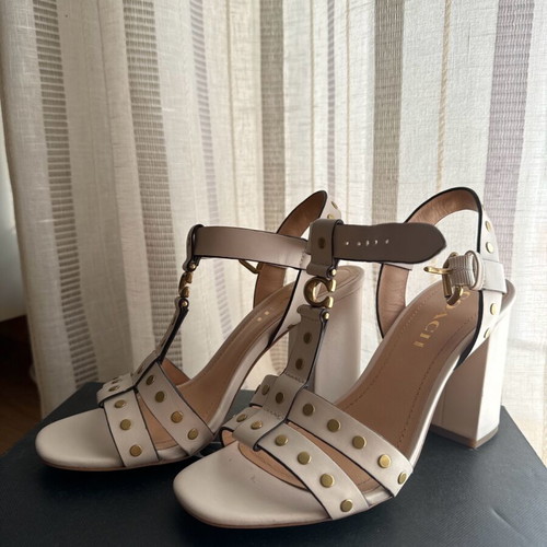 Coach sandals, beige with gold studs, size 37.5