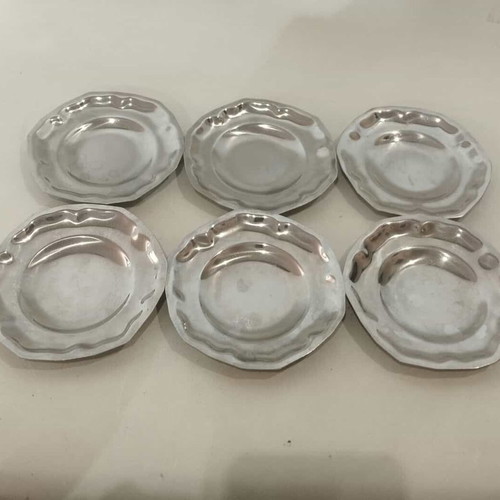 Set of 6 used inox serving plates 11cm vintage