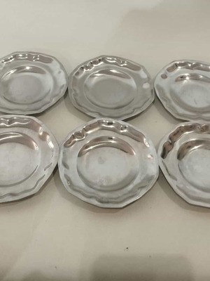 Set of 6 used inox serving plates 11cm vintage