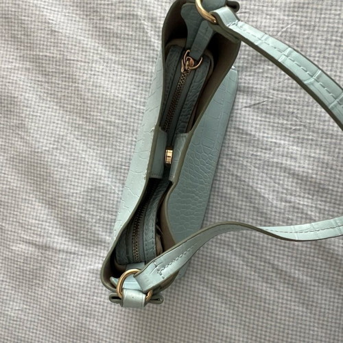 Mango shoulder bag used, light blue with inner pocket