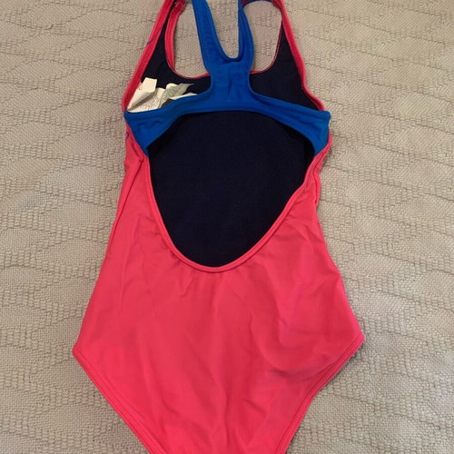 Arena swimsuit and cap set like new, fuchsia/blue, size 128 cm