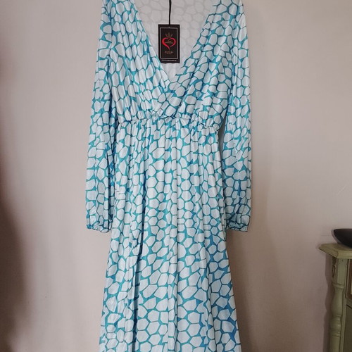 Dress Acme new, white and turquoise, size M