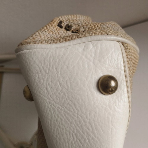 Luana rattan and leather shoulder bag used, beige white