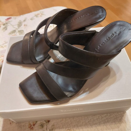 Tamaris Leather Mules size 38 new, black