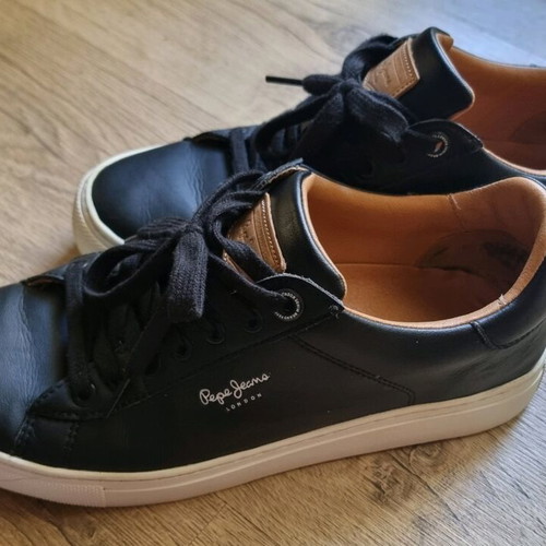 Pepe Jeans men's sneakers like new, size 43, black leather with brown