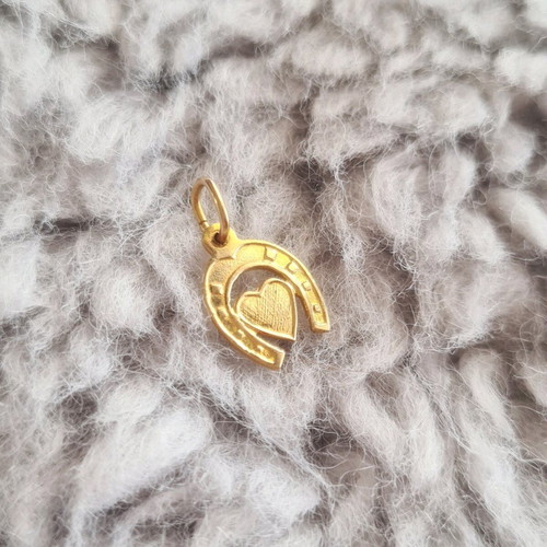 Heart Horseshoe Charm Gold 14K Like New Antique
