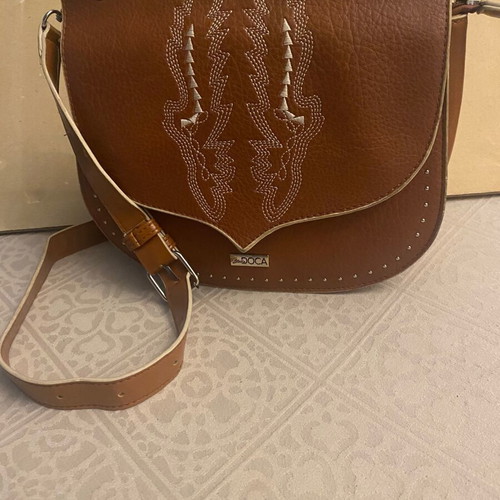 Doca crossbody bag, brown faux leather