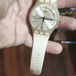 Swatch Swiss Vintage Day-Date watch, white strap