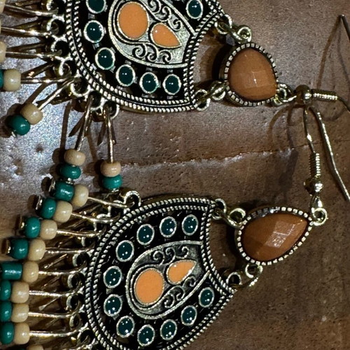 Boho earrings with beads new, multicolored