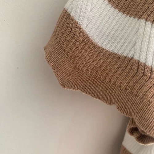 Rio & Rian striped blouse used, size L/XL, white and brown