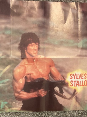 Αφίσα Sylvester Stallone Rambo και Michael Jackson σαν καινούργια από περιοδικό ΜΠΛΕΚ