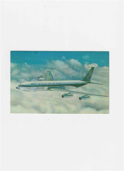 karta olimpiaki aeroporia Boeing 707-320 Super Fan Jet .